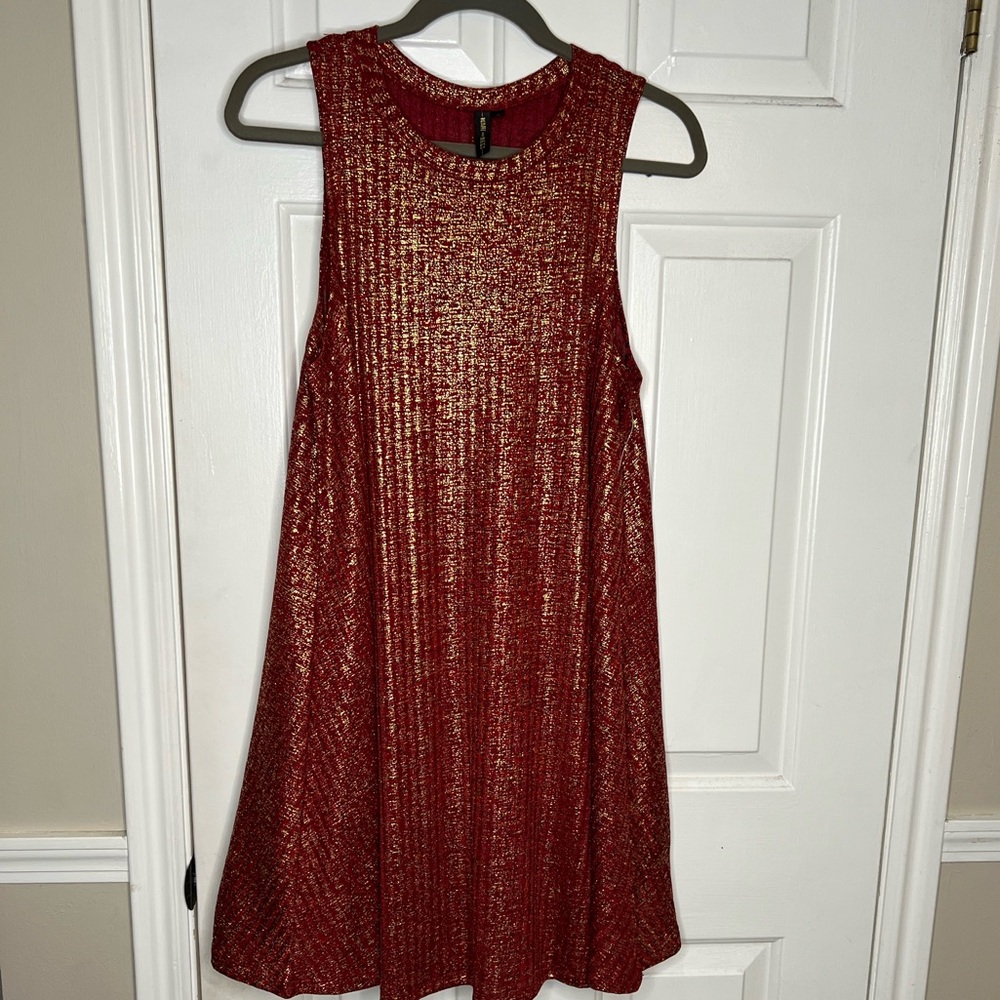 Red and Gold Shimmer Mini Sundress for Cocktail Events
